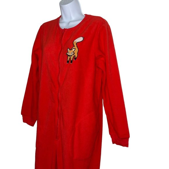 Nick & Nora Red Fox Pajamas Womens M Footed Unionsuit PJs Costume Solid - Picture 5 of 10